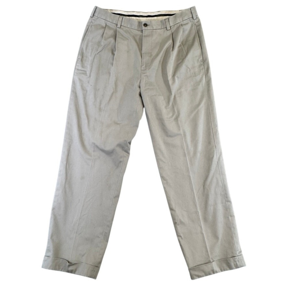 Brooks Brothers Advantage Chino Elliot Pleated Khaki Pants Mens 36x30 Tan Cuffed